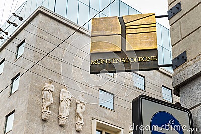 Montenapoleone street in the center of Milan, Italy, one of the most luxurious areas in the city, with many famous shops Stock Photo