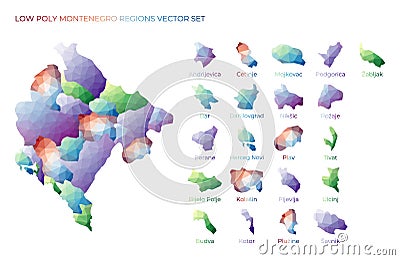 Montenegrin low poly regions. Vector Illustration
