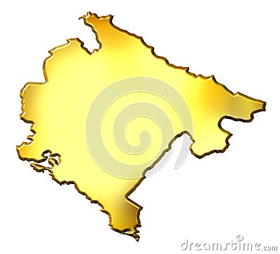 Montenegro 3d Golden Map Stock Photo