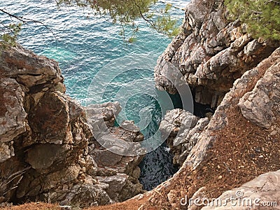 Dream, sea, landscape, rocks, Bay, sky, sun, Mediterranean sea, Saint Stephen, Montenegro Stock Photo