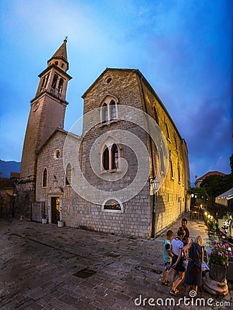 Montenegro budva church evening time Editorial Stock Photo