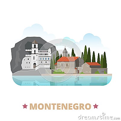 Montenegro country design template Flat cartoon st Vector Illustration