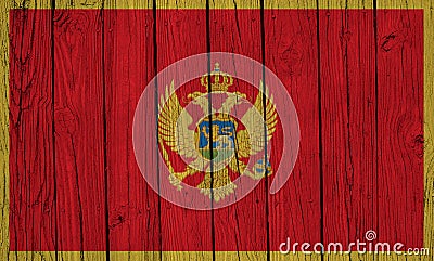 Montenegro Flag Over Wood Planks Stock Photo