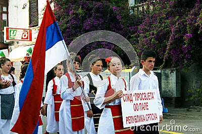 Montenegro, Herceg Nov - 28/05/2016: Children from Serbian folklore ensemble Prosvjete Editorial Stock Photo