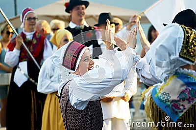 Montenegro, Herceg Novi - 28/05/2016: Execution of Slovenian dance from the folk group Iskraemeco from Kranj Editorial Stock Photo