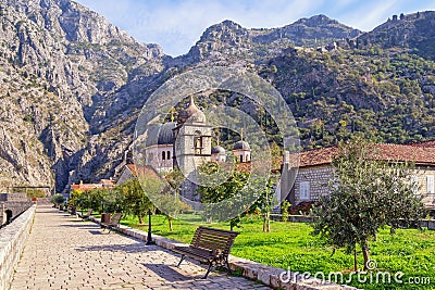 Montenegro, Kotor Old Town. Bell towers and domes of ancient churches Stock Photo