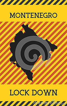Montenegro Lock Down Sign. Yellow country. Vector Illustration