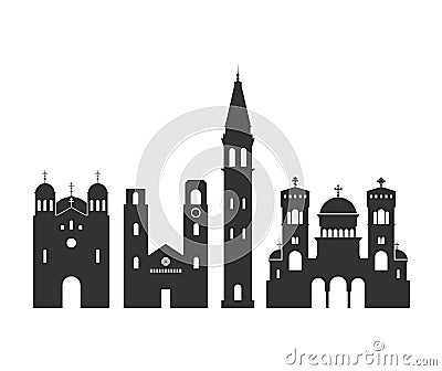 Montenegro logo. Isolated Montenegrin architecture on white background Vector Illustration