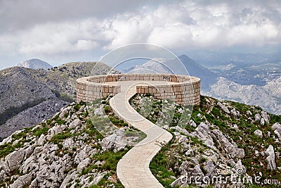 Montenegro Lovcen Peter Negosh mausoleum view famous travel landmark Stock Photo