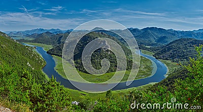 Montenegro Majestic Landscape - Rijeka Crnojevica river bending Stock Photo