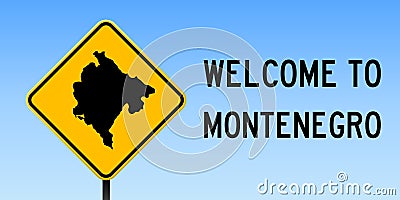 Montenegro map on road sign. Vector Illustration