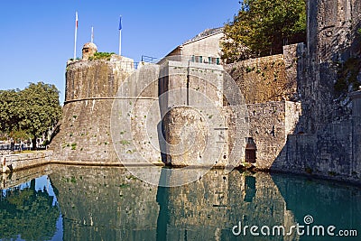 Montenegro . Old Town of Kotor. View of southern walls of ancient fortress and Gurdic Bastion Stock Photo