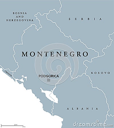 Montenegro political map Vector Illustration