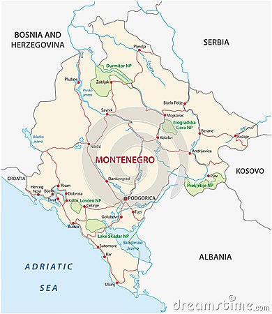 Montenegro road map Stock Photo