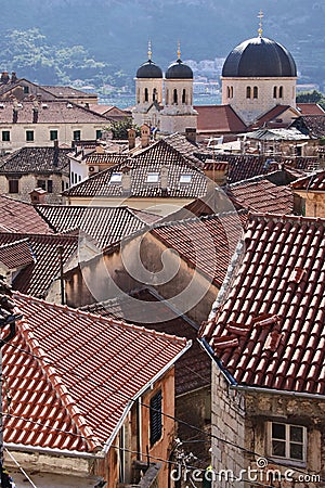 Montenegro: Roofs of Kotor Stock Photo