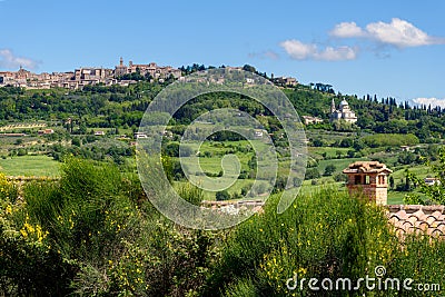 MONTEPULCIANO, TUSCANY/ITALY - MAY 17 : View of San Biagio Church and Montepulciano in Tuscany Italy on May 17, 2013 Editorial Stock Photo