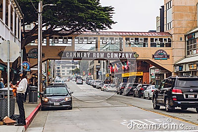 Historic Cannery Row in downtown Monterey city, California, Street view Editorial Stock Photo