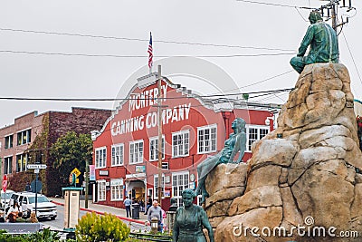 Monterey Canning Company on a historic Cannery Row in downtown of Monterey, view from Steibeck Plaza Editorial Stock Photo
