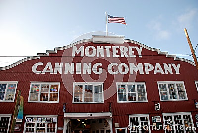 Famous red wooden building of Monterey Canning Company at Cannery Row, California Editorial Stock Photo