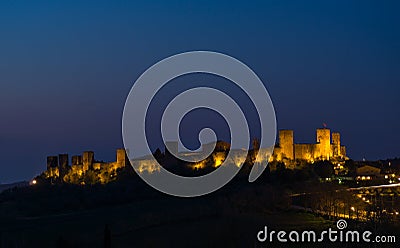 Monteriggioni, Siena, Italy. Night landscape of the wonderful medieval village. Tuscany, Italy Stock Photo