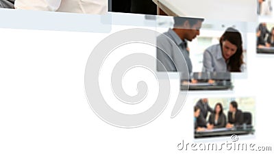 Montering van bedrijfsmensen die over projecten spreken Montering van bedrijfsmensen die over projecten spreken