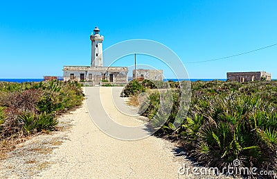 Capo Murro di Porco lighthouse, Syracuse, Sicily, Italy Stock Photo