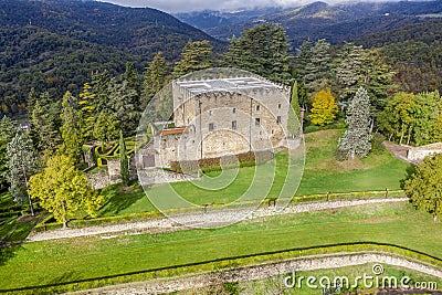 Montesquiu Castle built in the 10th and 11th century. Spain Stock Photo