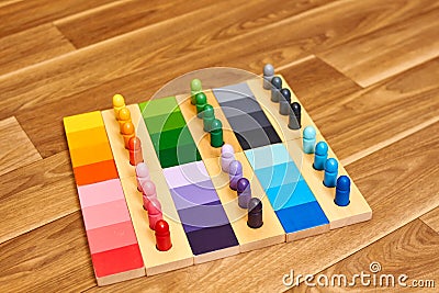 Montessori wood color gamut Stock Photo