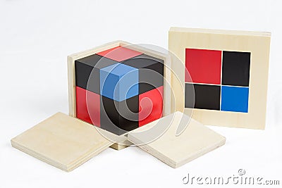 Montessori Material Binomial Cube Stock Photo