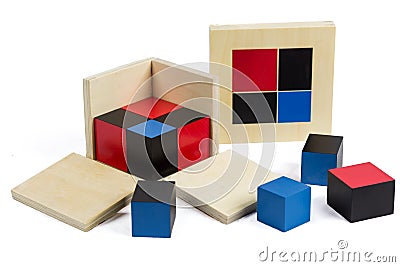 Montessori Material Binomial Cube Stock Photo