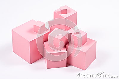 Montessori Pink Cubes Stock Photo