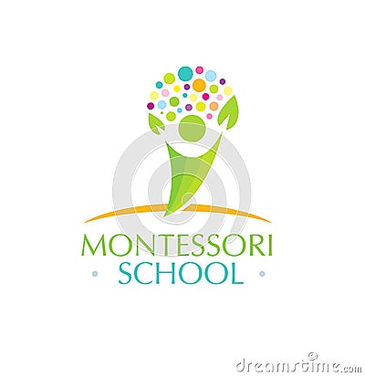 Montessori School Creative Vector Kids Friendly Concept Vector Illustration