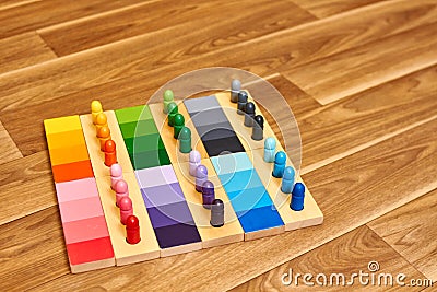 Montessori wood color gamut Stock Photo