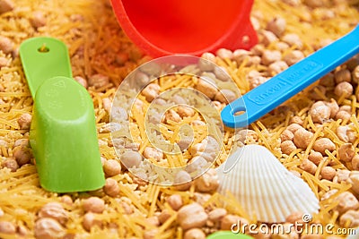 Montessory sensory texture experimentation in school Stock Photo