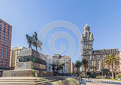 Montevideo - July 02, 2017: Palacio Salvo in the center of the city of Montevideo, Uruguay Stock Photo