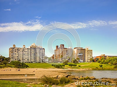 Montevideo Cityscape at Summer Time Editorial Stock Photo