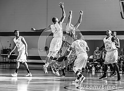 Maxwell Air Force Base Gunter Annex Basketball Team Action Shots in Black and White Editorial Stock Photo