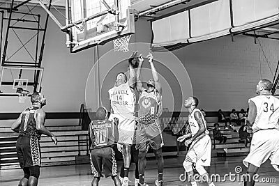 Maxwell Air Force Base Gunter Annex Basketball Team Action Shots in Black and White Editorial Stock Photo