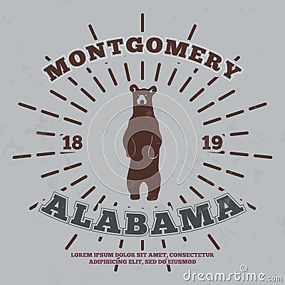 Montgomery, Alabama. t-shirt graphic. Vector Vector Illustration