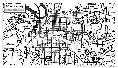Montgomery Alabama USA City Map in Retro Style. Outline Map. Stock Photo