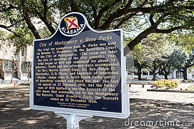 Historical marker for Rosa Parks trial Editorial Stock Photo