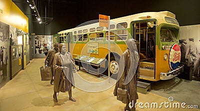 Montgomery Bus Boycott Exhibit inside the National Civil Rights Museum at the Lorraine Motel Editorial Stock Photo