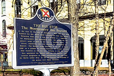 Montgomery Bus Boycott marker Editorial Stock Photo
