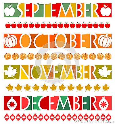 Month Banners and Borders/eps Vector Illustration