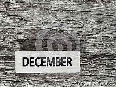 month of December on wooden blocks Stock Photo