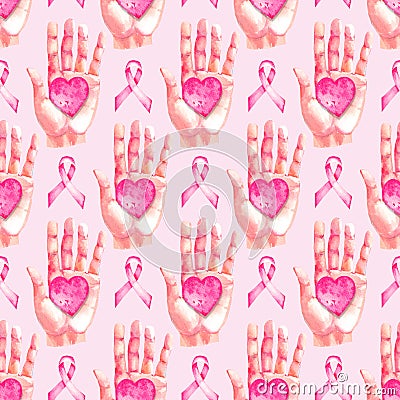 Pattern with a pink ribbon in the month of the fight against breast cancer 4 Stock Photo