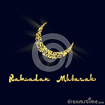 Month glow in the dark Ramadan Kareem Vector Illustration