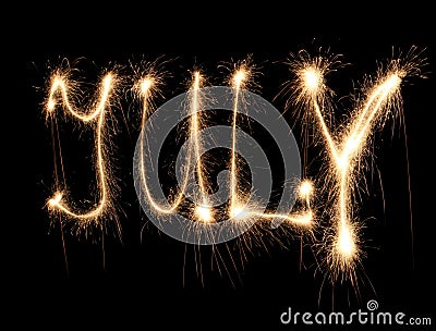 Month july sparkler Stock Photo