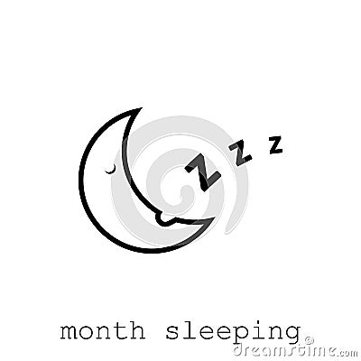 month is sleeping. beautiful flat illustration. vector design Cartoon Illustration