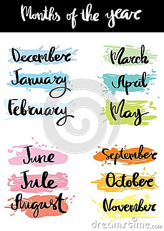 Month of the year calligraphy Vector Illustration